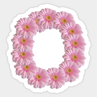 Letter o Pink Gerbera Daisy Sticker